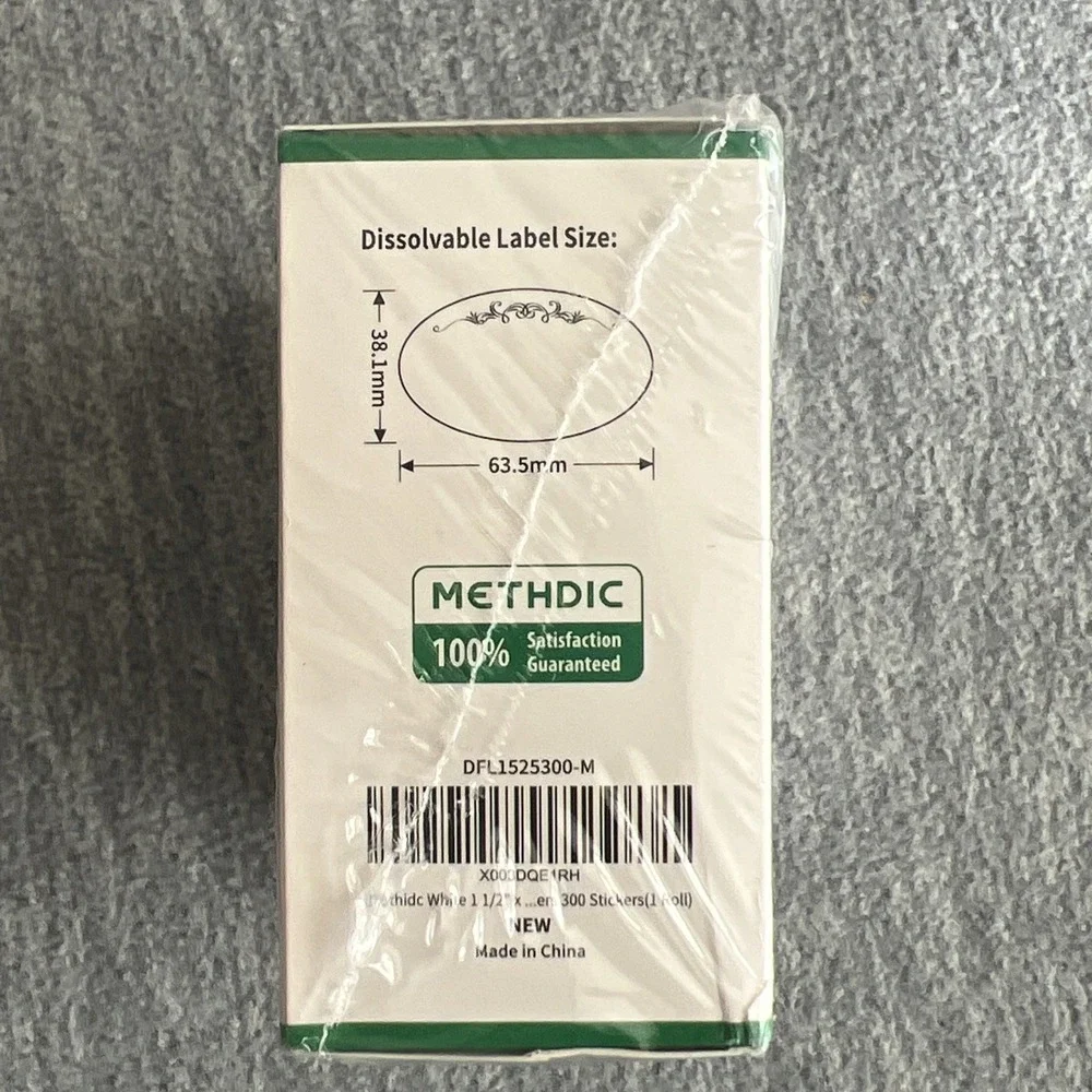 Methdic Dissolvable Labels For Food Storage‎ Containers 1.5x2.5 300 Stickers NIB